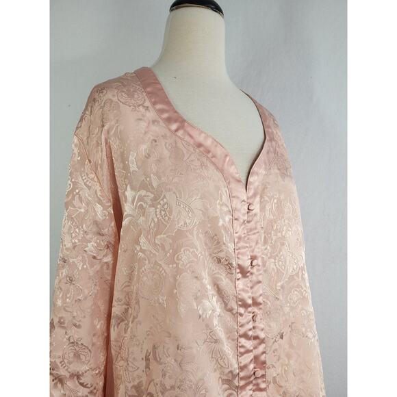 VTG Victoria’s Secret Gold Label Jacquard Satin Sleep Gown M/L Pink Romantic 90s - Picture 5 of 14